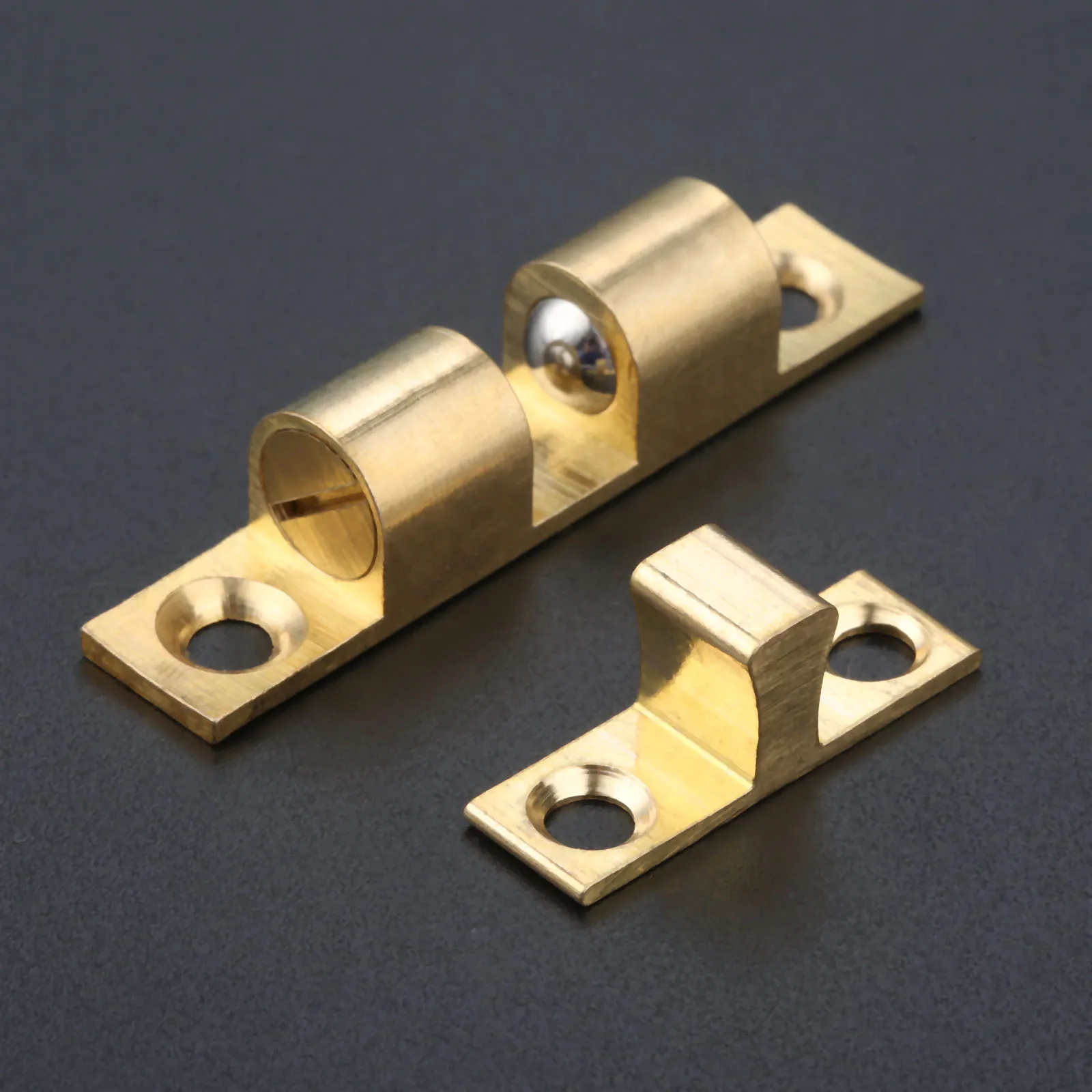 

DRELD 1pc 50mm Pure Copper Double Ball Latch Clip Lock Cabinet Door Catches Touch Beads Bronze Brass Color Hardware Accessories
