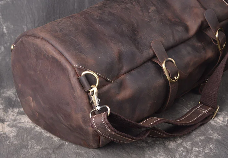 Новые оригинальные мужские рюкзаки crazy horse из кожи, дорожная сумка, сумка на плечо из натуральной кожи, большая емкость, сумки в форме барабана, рюкзак