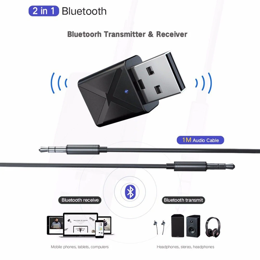 2 в 1 USB Bluetooth передатчик приемник беспроводной 3,5 мм вспомогательный аудио адаптер для ТВ ПК автомобиля Bluetooth приемник