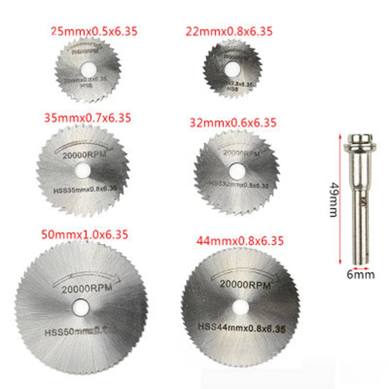 7pcs Electric grinder accessories High speed steel cutting blade 7PC Wood plastic copper