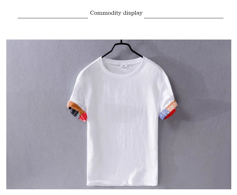 Мужская повседневная льняная футболка с коротким рукавом, белая свободная трендовая Мужская футболка, брендовые футболки с круглым вырезом для мужчин, топы, сорочка camisa