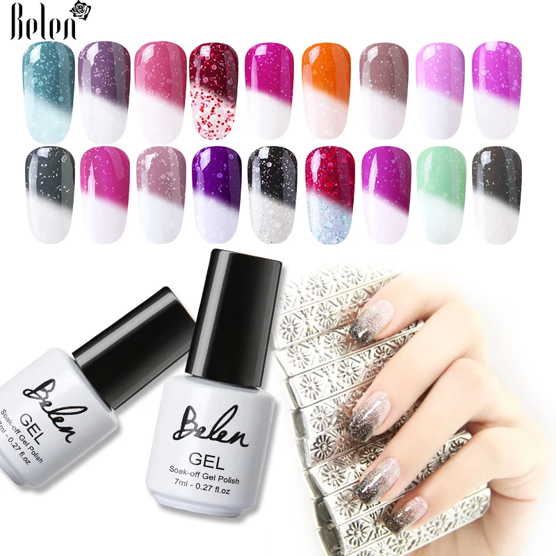 

Belen Snowy Thermal Chameleon Gel Polish Temperature Change Color DIY Nail Art Mood Color Changing UV Gel Varnish Lacquer 7ml
