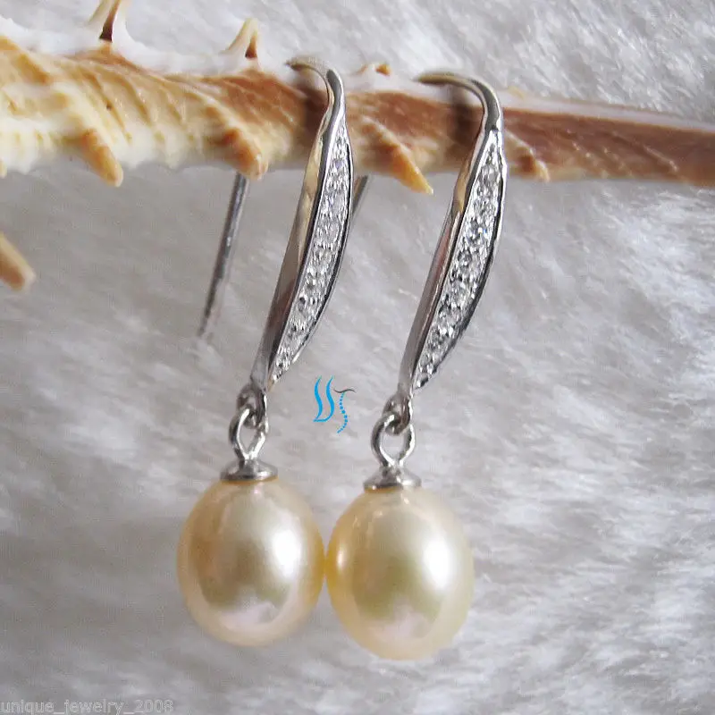 

8.0*9.0mm Peach Pink Freshwater Pearl Earrings Dangle Earrings