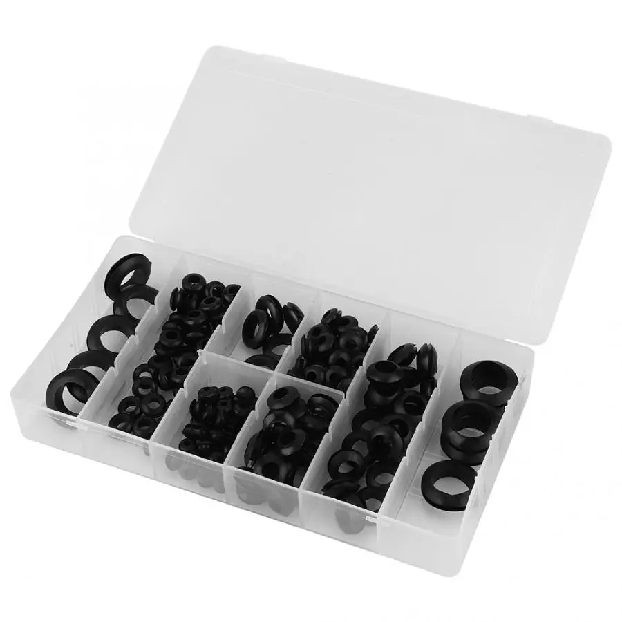 

180pcs/box Rubber Grommet 8 Sizes Assortment Set for Protect Wire Cable Hose
