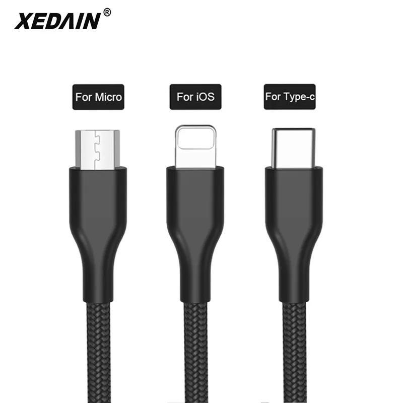 

For iPhone X Plus iPad Xiaomi Huawei 2A High quality metal nylon Micro USB Charger Cable mobile USB Type c phone Data Sync cable