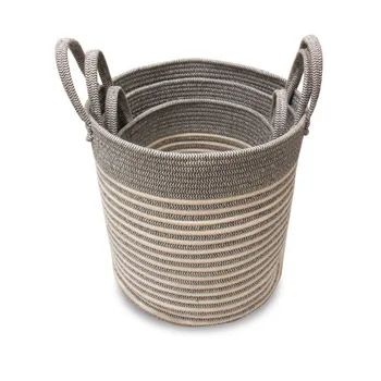 

Cotton Rope Storage Baskets Handmade Woven Dirty Clothes Laundry Basket Large Kids Toy Sundries Organizer Hamper With Handle