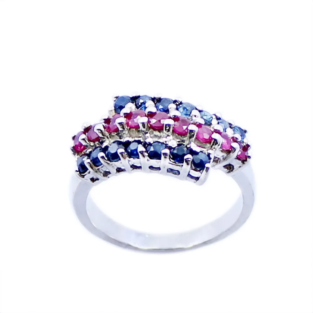 

2017 Qi Xuan_Dark Blue Stone Fashion The Genuine Ring_Fashion Ring_S925 Solid Silver Fashion Rings_Manufacturer Directly Sales
