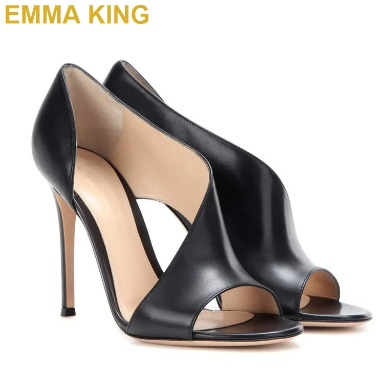 Toe Emma Señora Alto Negro Sandalias De Fiesta 43 picture Zapatos Peep Rosa Color Cubierta King Elegante Verano Moda Stiletto La 35 Mujeres Las Tacón Cuero BqparYqw