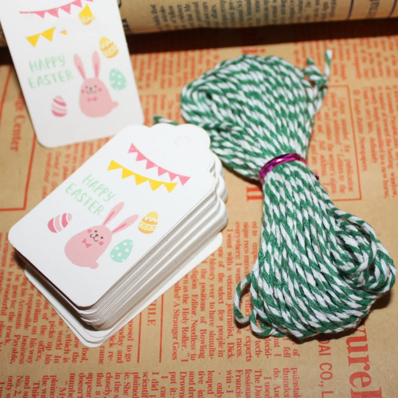 100pcslot Easter Rabbit Kraft Paper Tags Labels DIY Wedding Note Craft Gift Tag Easter Bunny Decorations for Home wielkanoc (4)
