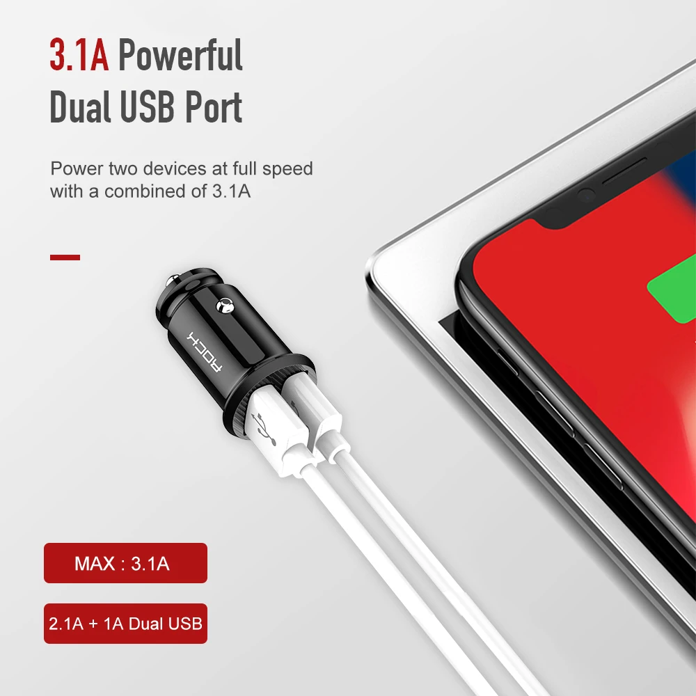 مصغرة المزدوج USB شاحن سيارة 3.1A سريع شاحن سيارة-شاحن آيفون سامسونج Xiaomi سريع تهمة شاحن سيارة
