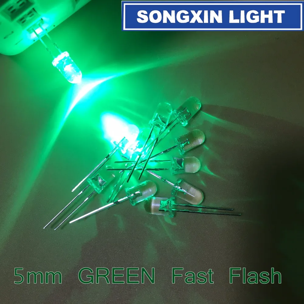 

100pcs 5mm GREEN Light-Emitting-Diode Automatic Flashing LED Flash Control Blinking 5mm Blink LED Diodo 1.5HZ danshan G