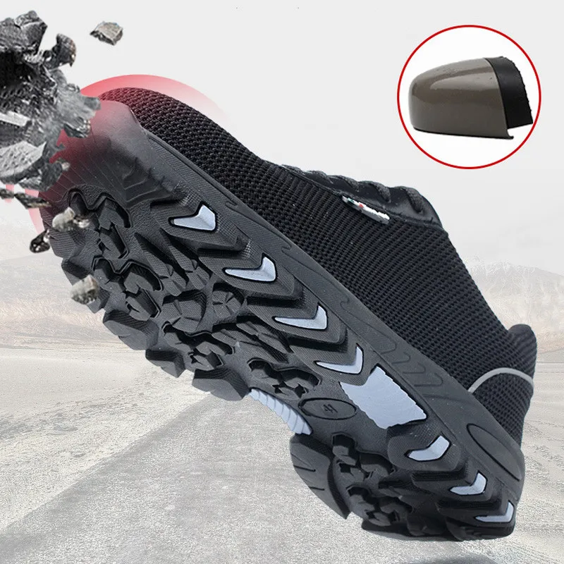 

Men Safety Boot Steel Toe Shoes Light Breathable Safety Shoes Unisex Casual Sneakers Anti-smashing Work Shoes Plus Size 36-46