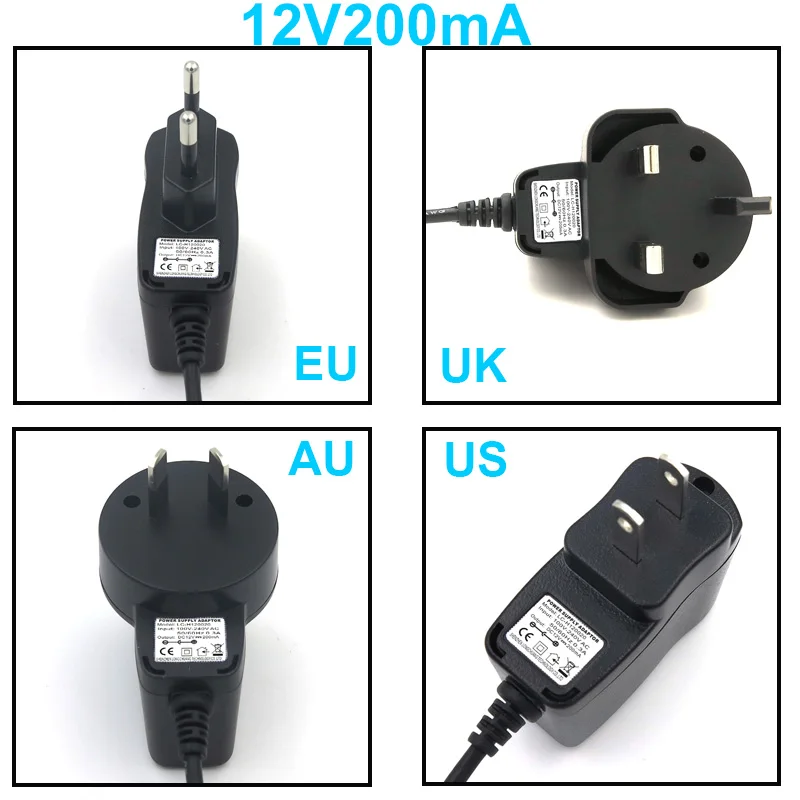 VORED Output DC 12V 200mA AC 100~240V Charger EU/US/UK Power Adapter 5.5*2.5mm for Led strip light Switching Supply | Электроника
