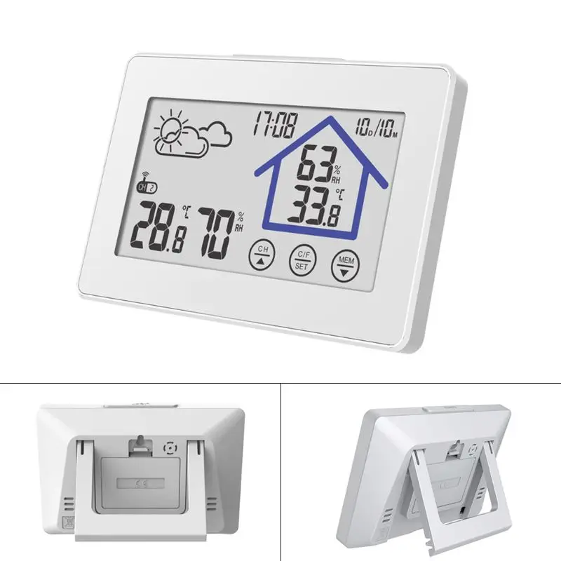 

Free postage Wireless Thermometer Humidity Forecast Sensor Touch Screen Weather Station Clock