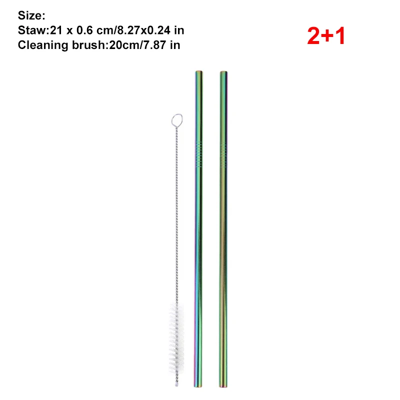 1 4 6 8 шт Металлические соломинки многоразовые, для питья соломка из нержавеющей стали с чистящей щеткой для кружки бар аксессуары - Цвет: 08