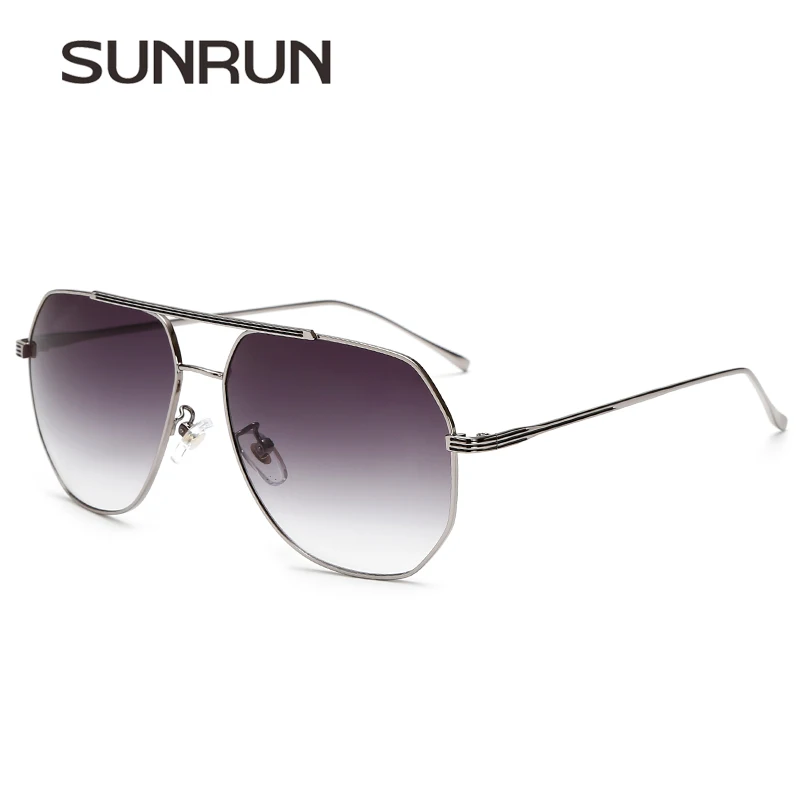 SUNRUN Brand Alloy Frame Square Men's Sunglasses Gradient lens High