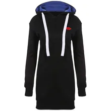 font b Women b font Hooded Long Sleeve Solid Loose Over Hip Hoodies New Casual