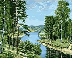 MaHuaf-W330 forest and river Hot Selling Framed Picture Acrylic Oil Painting By Numbers For Living Room 4050 | Дом и сад