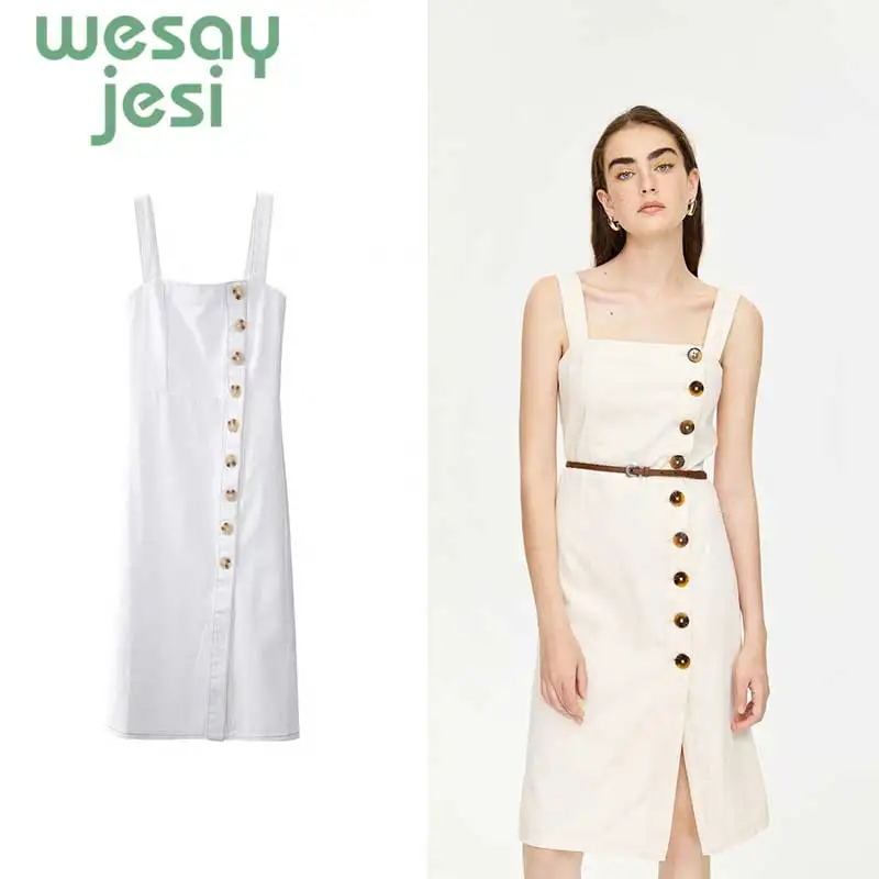 

2019 Dresses Woman Party Night Vestidos Verano Female Elegant Fashion Womens Sleeveless Button Solid Mini Dress