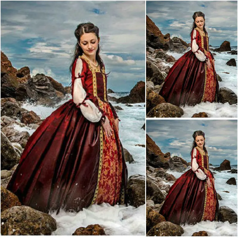 

History customer-made RED Renaissance Dress Vintage Costumes Victorian Dress 1860s Civil War dress Gothic Halloween Dress C-424