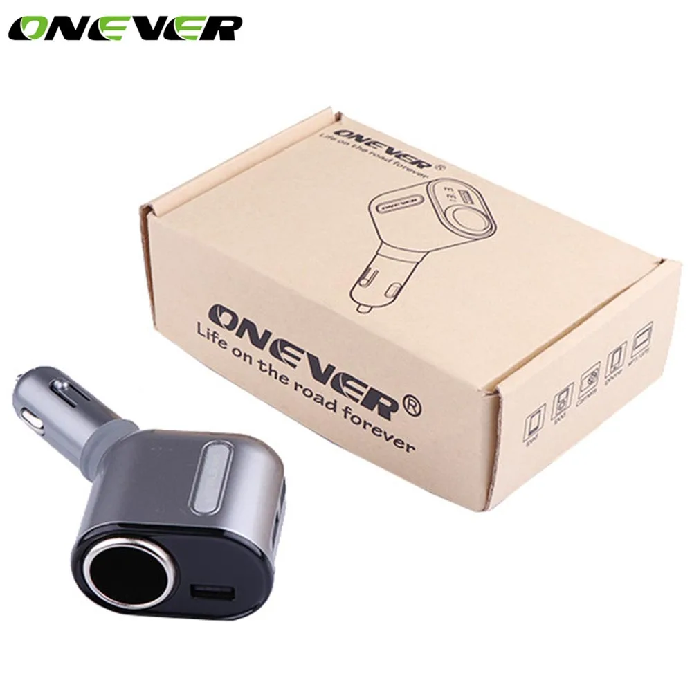 Onever DC 5 V 3 порта USB Автомобильное зарядное устройство прикуриватель гнездо отображение напряжения на светодиодном дисплее зарядное устройство с адаптером для gps, мобильных устройств