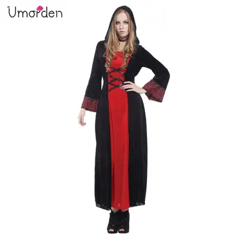 

Umorden Halloween Costumes for Women Gothic Mistress Victorian Vampiress Costume Cosplay Party Carnival Fantasia Hood Dress