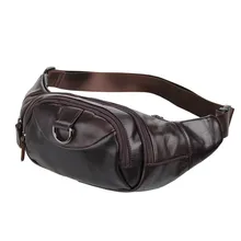 Fashion genuine leather bags cowhide men waist bags vintage natural cowskin waist packs men shoulder chest