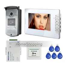ENVÍO LIBRE 7 “Pantalla a Color de Vídeo Teléfono de Puerta de Intercomunicación Timbre de La Cámara Del Monitor + RFID + Power Kit + Blanco Controlador En Stock