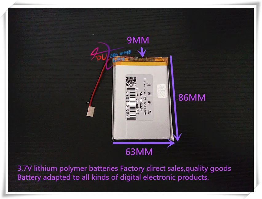 

906386 3.7V 7200mAH 906085 Polymer lithium ion / Li-ion battery for tablet pc cell phone POWER BANK MIUI