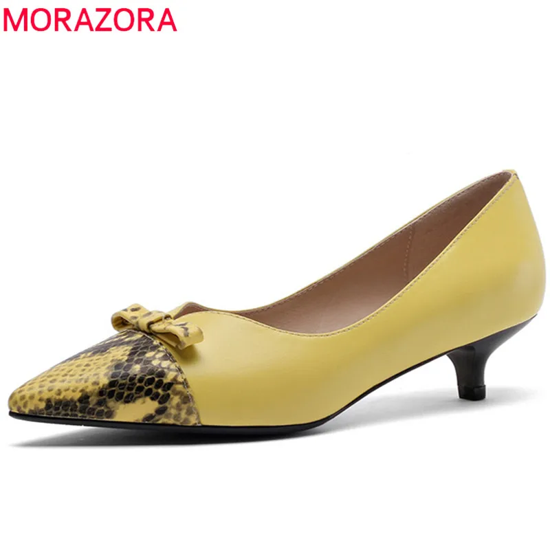 

MORAZORA 2019 top quality cow leather women pumps mixed colors single shoes slip on spring summer fashion office ladies shoes