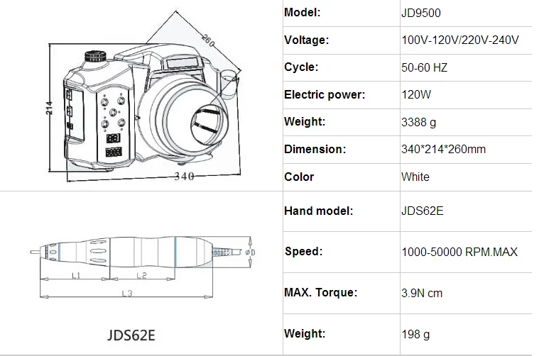 Высокая интенсивность вакуума и светодиодный гравировальный микро мотор jd9500/Китай микро мотор JD9500