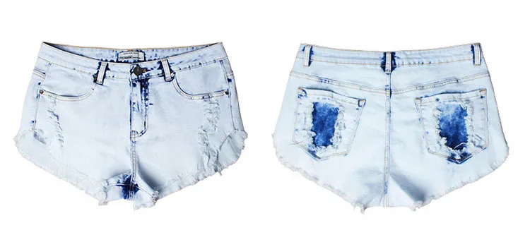2018 New Vogue Clothes Women Chic Shorts Holes Burr Elastic Shorts Empire Snowflake Washed Hot Shorts Ladies Cotton Denim Shorts (8)