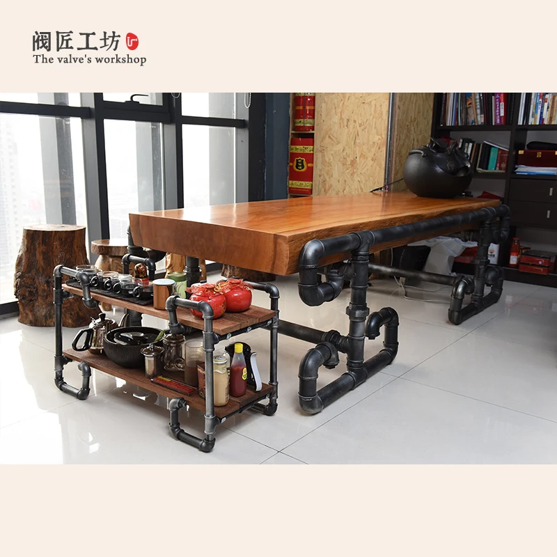 

American President's Solid Wood Table Made of Pipe and Valve Loft Industrial Vintage Pipe Boss Table Conference Tables-J004
