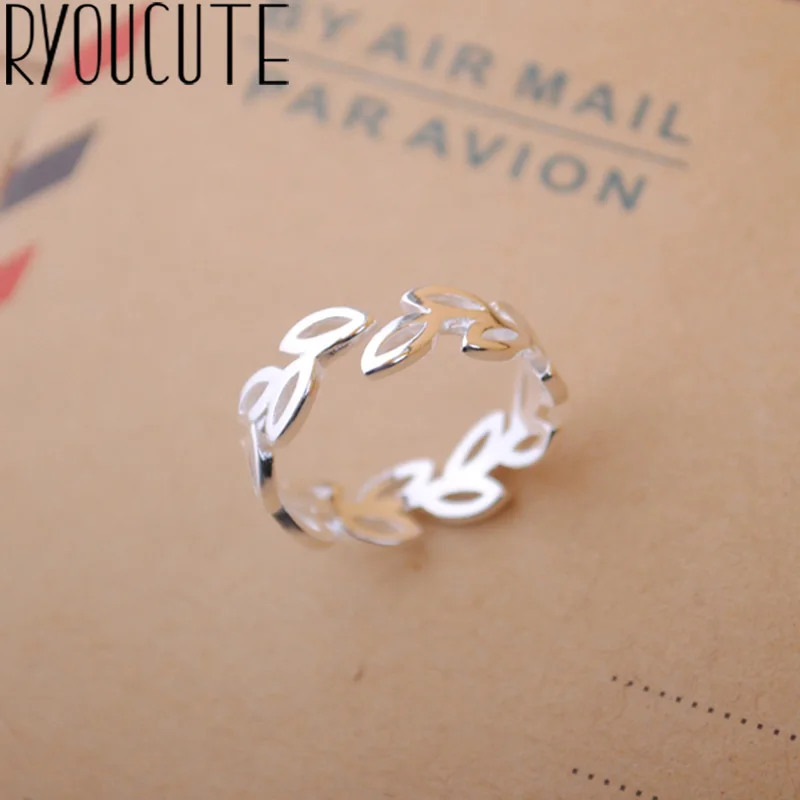 

Bohemian Vintage 925 Sterling Silver Leaf Rings for Women Bijoux Gift Female Adjustable Size Finger Rings Anillos Wholesale