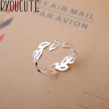 

Bohemian Vintage Silver Color Leaf Rings for Women Bijoux Gift Female Adjustable Size Finger Rings Anillos Wholesale