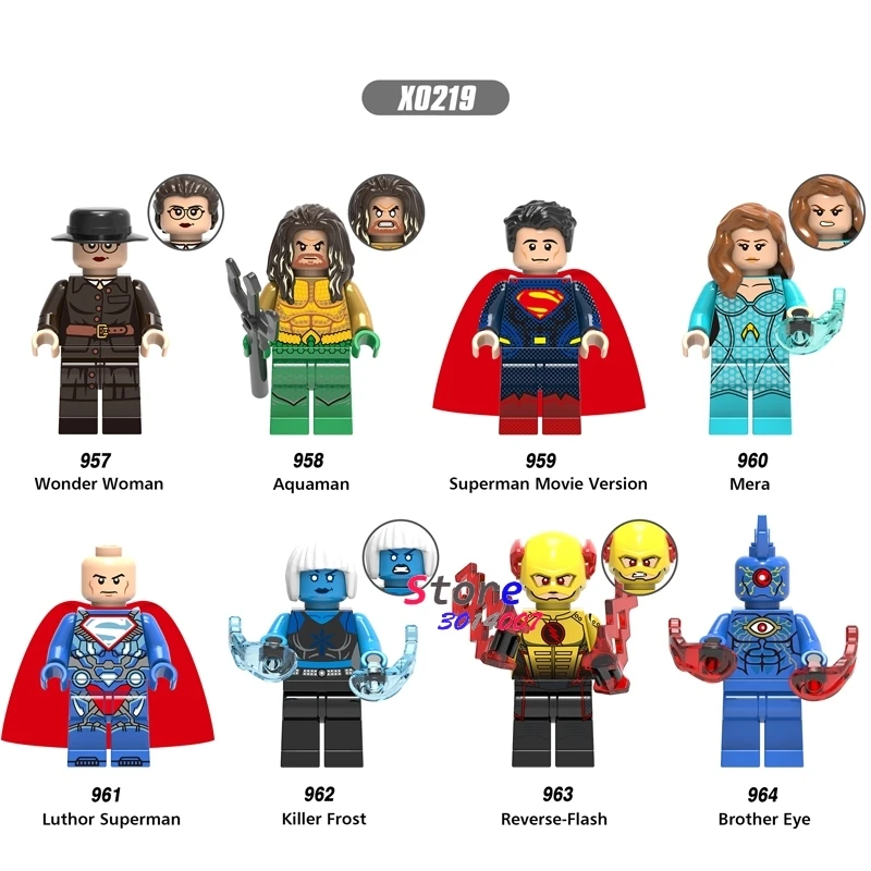 

Single Aquaman Mera Wonder Woman Reverse Flash Luthor Superman Killer Frost Brother Eye building blocks bricks toys for children