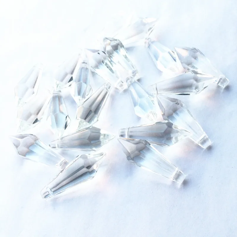 

200pcs, 37mm Factory Price Clear Chandelier Glass Crystals Prisms Parts Hanging Drops Pendant For Cake Topper Decoration