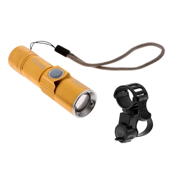 

18650 USB Rechargeable Mini LED Flashlight Torch + Light Holder Mount Clip MTB Mountain Rode Bike Accessories