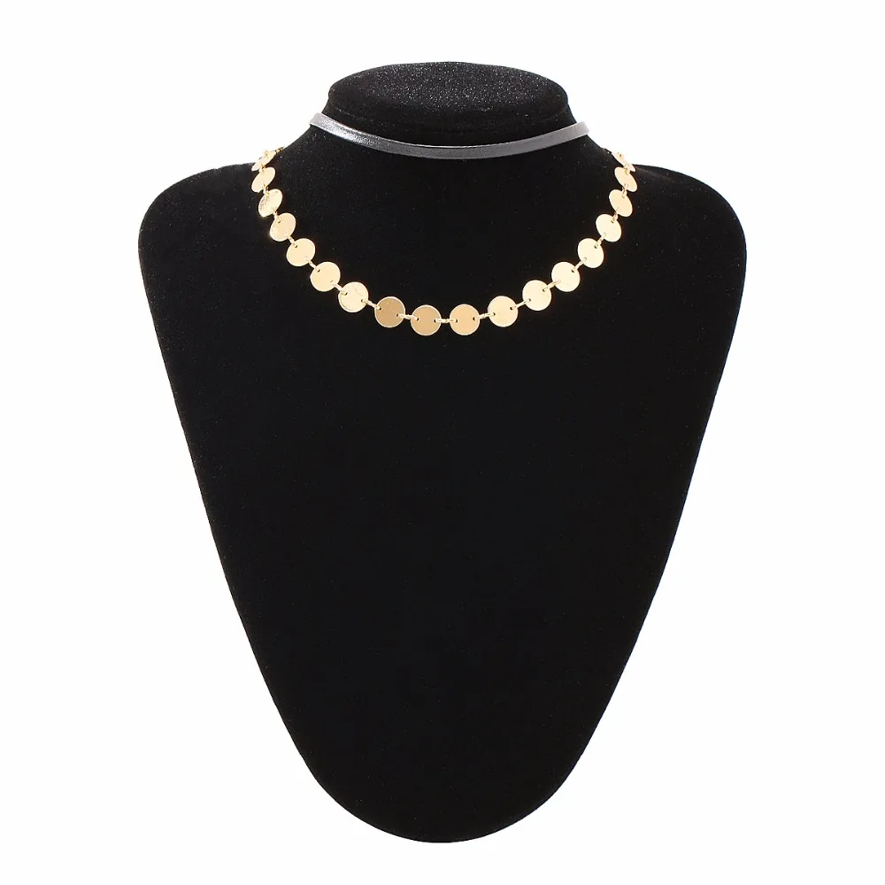 New Arrival Fashion Style Metal Choker Necklace Black Round Charms