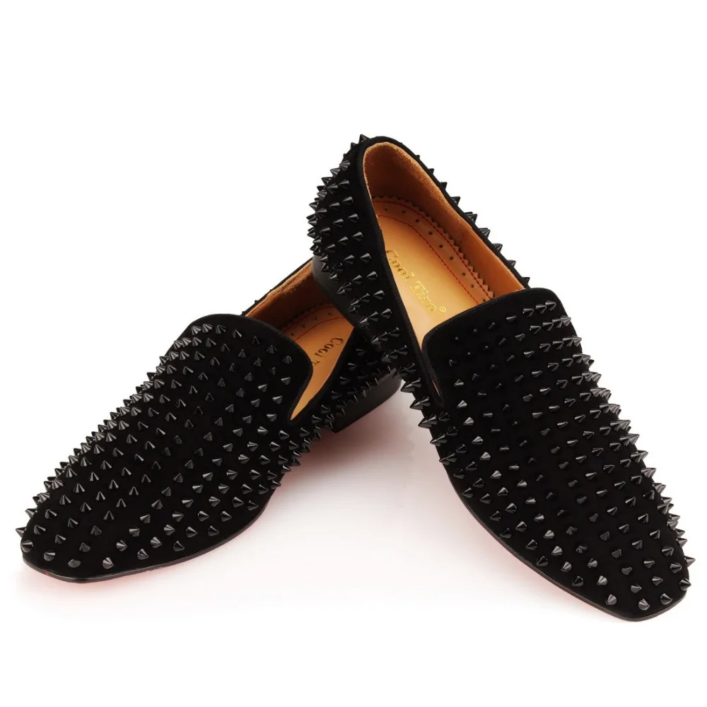 black loafers red bottoms