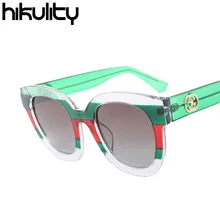 Итальянский известный бренд, дизайнерские, контрастные зеленые, красные, роскошные солнцезащитные очки для женщин,, градиентные, из кусков, солнцезащитные очки для мужчин, Lunette Oculos