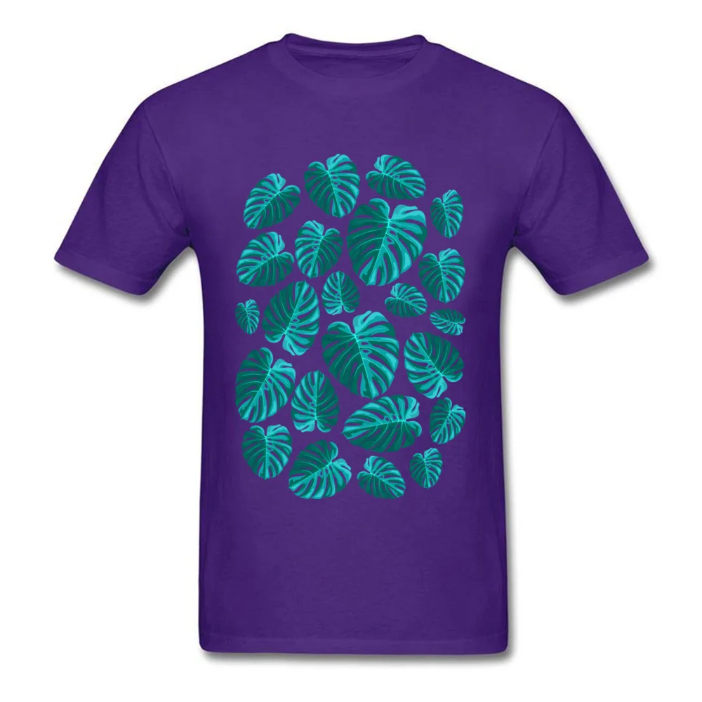 Tropical Leaf Monstera Plant Pattern T-shirts New Fashion Mens Lovers Day Tops Tees Personalized Sweatshirts O-Neck Pure Cotton Tropical Leaf Monstera Plant Pattern purple