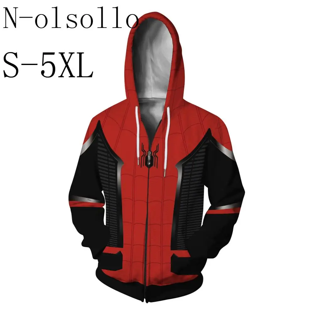 N-olsollo, осень и зима, мужские/wo, Harajuku, с карманами, на молнии, толстовки, толстовка, Человек-паук, мужские куртки, 3d принт размера плюс, 7 цветов