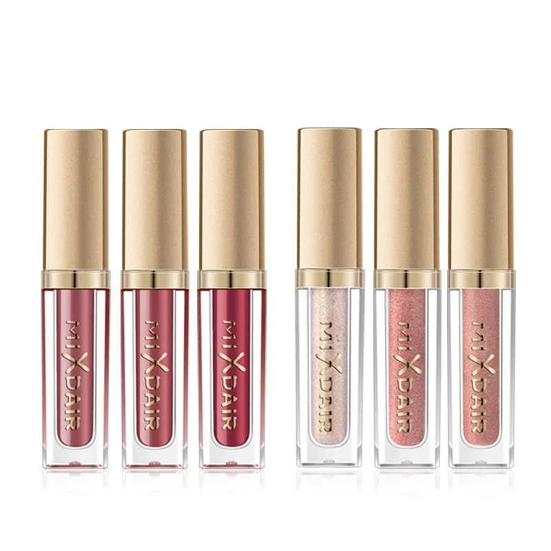 

6Pcs Liquid Makeup Lip Gloss Set Lipstick Kits Matte+Highlight Long Lasting Waterproof Glitter Lipgloss