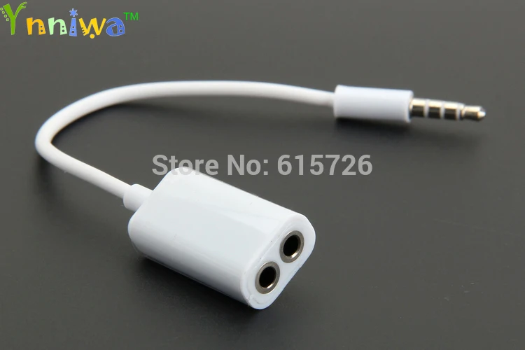 100pcs lot Black White 3 5mm One in two couples audio line Earbud Headset Headphone Earphone Splitter For Phone 6 5S 4S MP3 MP4