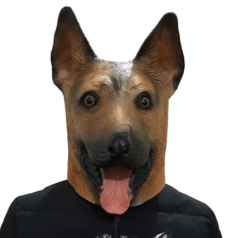 

Hot Selling Alsatian German Shepherd Police Dog Mask Latex Halloween Costplay