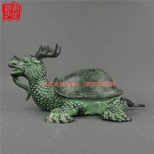 Антикварный, антиквариат шинзес латунь вырезать дракона Черепашки курильница