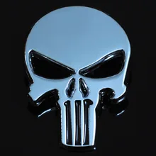 New Silver 3D Zinc Alloy Metal Skull Car-Styling Stickers Cool Motorcycle Truck Badge Emblem Tail Decal Motorbike Accessories