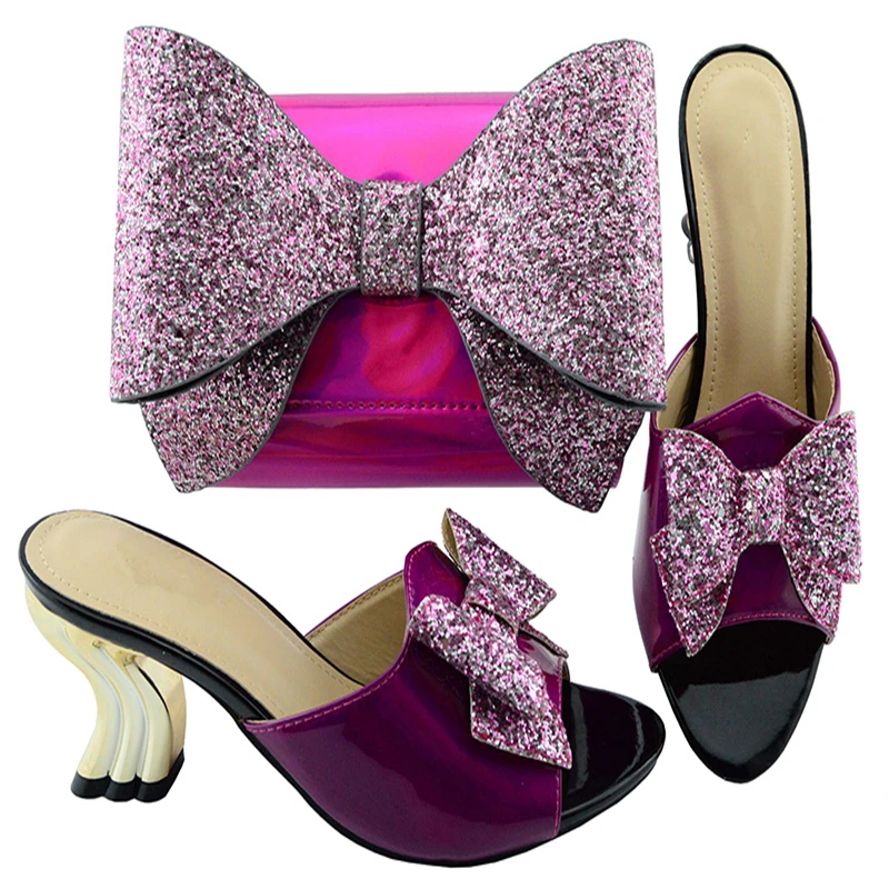 

YM001 Nice Design Italian Shoes With Matching Bags Latest Rhinestone African Women Shoes and Bags Set For Sale