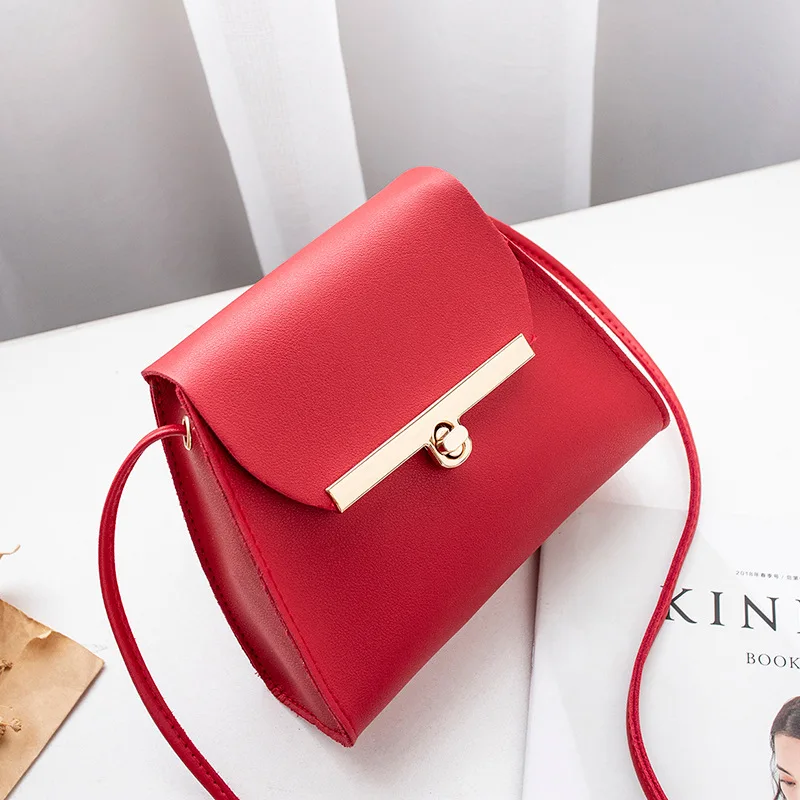 Simple Small Flap Shoulder PU Leather Bags Women Girls Pure Color Mini Messenger Chest Bag Cross body Handbags bolsa feminina
